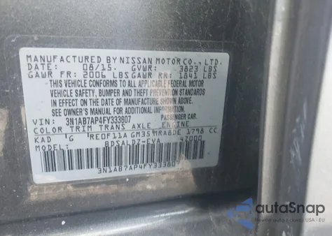 2015 Nissan Sentra Sv from USA, damaged, VIN 3N1AB7AP4FY333807